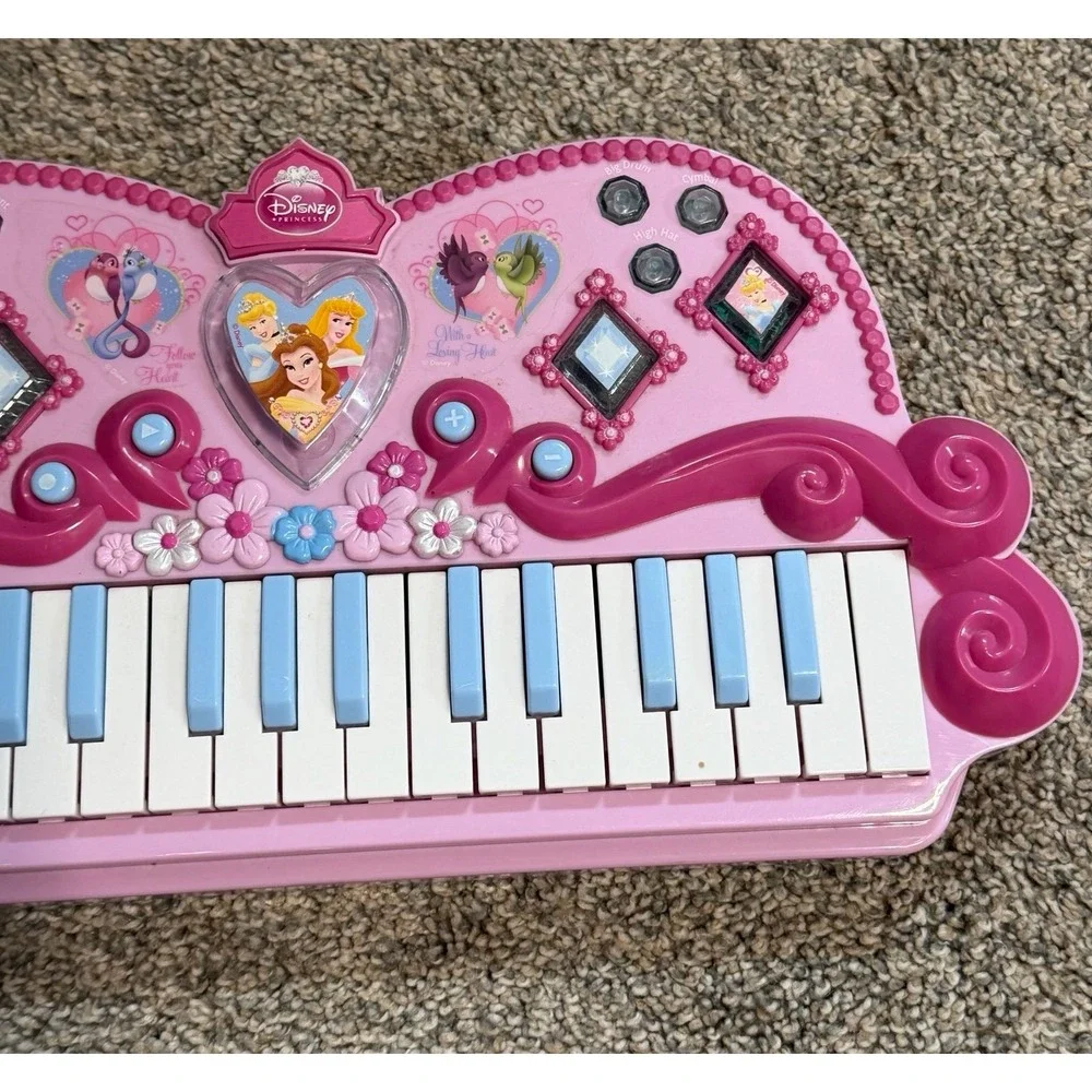 Disney Princess Electronic Keyboard Piano Pink Musical Toy Tested Working Y2K